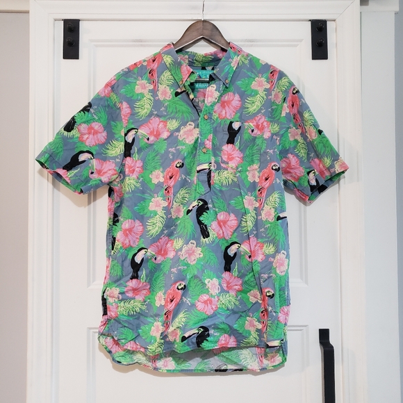 Chubbies The Nutter Parrot Shirt Mens L 1/4 Button Colorful Short Sleeve USA - Picture 1 of 8